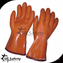 SRSAFETY Orange pvc chemische Handschuh / PVC Handschuhe mit langer Manschette